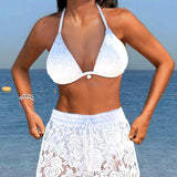 Martina - Elegant Lace Bikini Set in a Solid Color