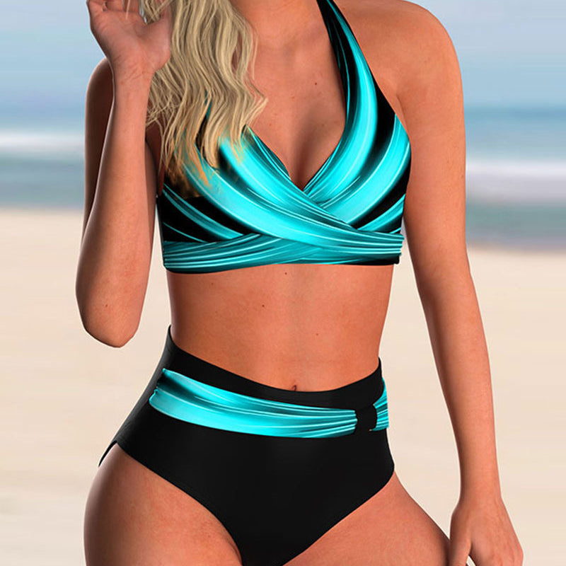 Liliana - Bikini set with crisscross neckline and print
