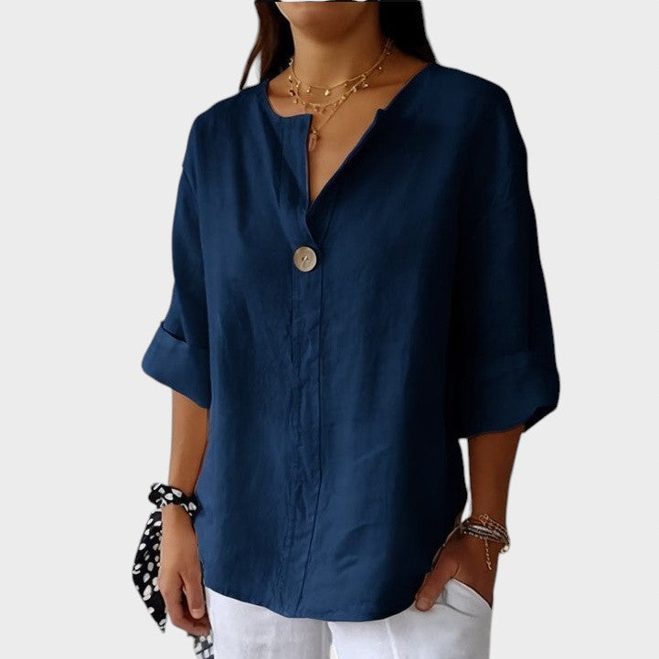 Zamma | Linen Blouse with V-Neck