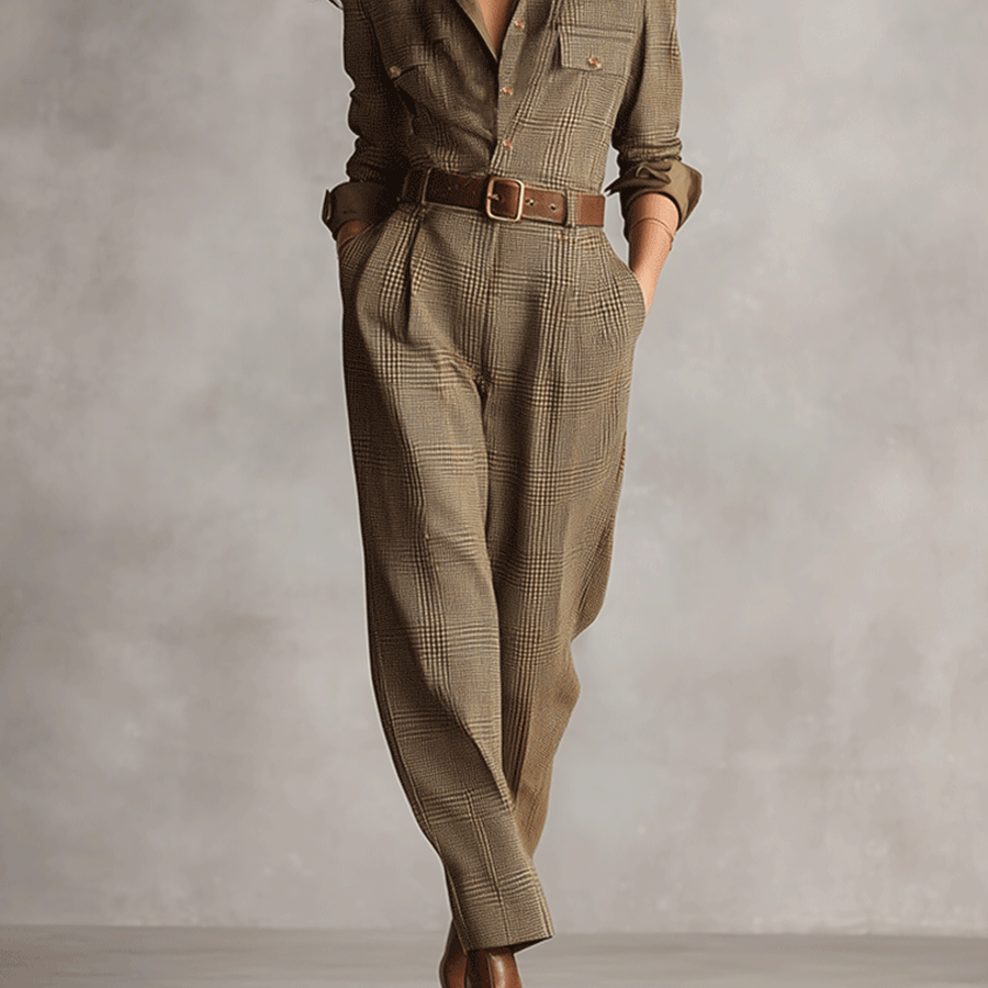 Celia - Checkered Jumpsuit with Sophisticated Details