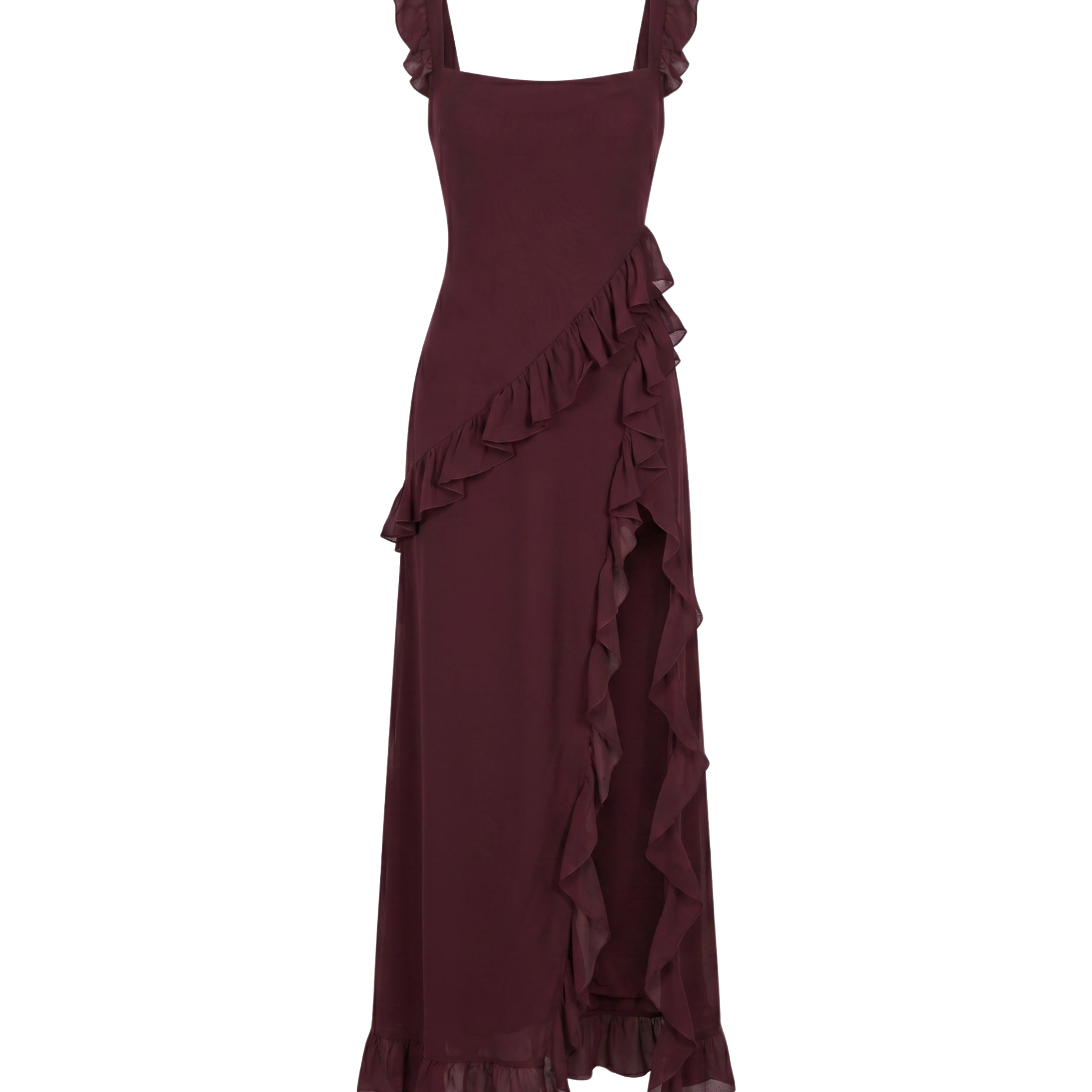 Maxi Dress with Slit and Ruffles