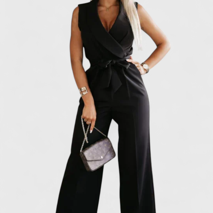 Elegant Sleeveless Montserrat Mono with Bow and Fluid Fall