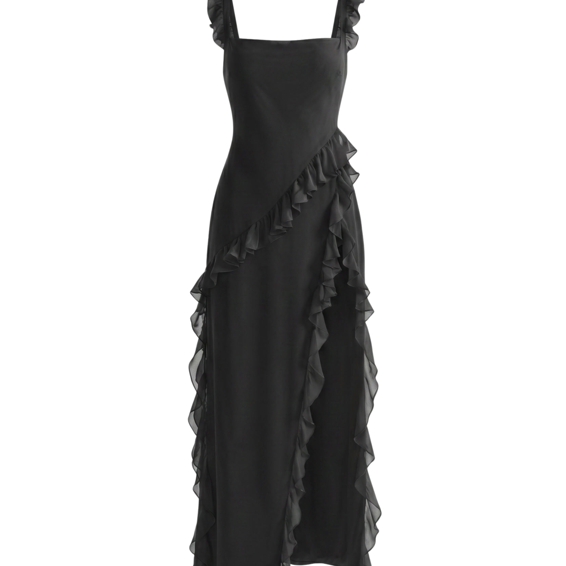 Maxi Dress with Slit and Ruffles