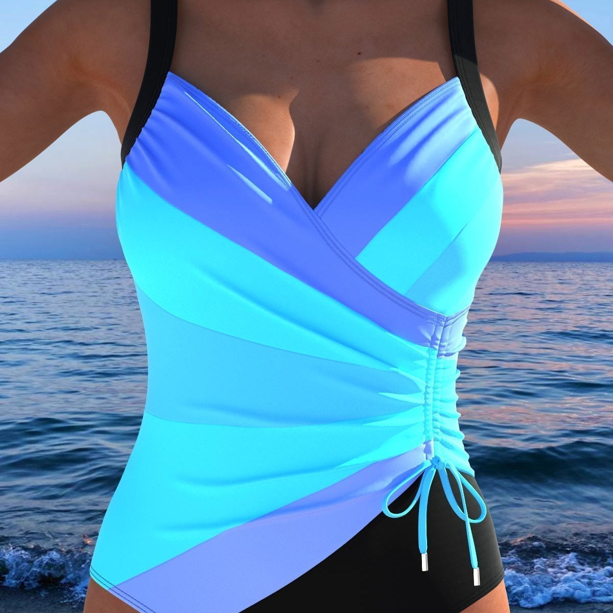 Luxurious wrap swimsuit with colorful print