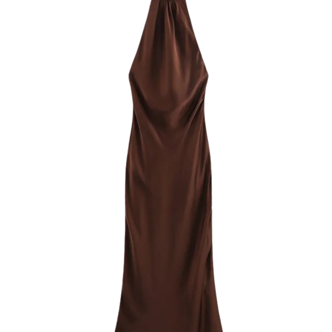 Satin Dress with Open Back