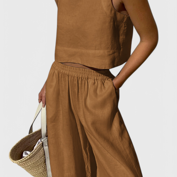 Avelina Minimalist Set in Lightweight Cotton and Linen