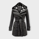 Carmen - Elegant coat with hood and belt