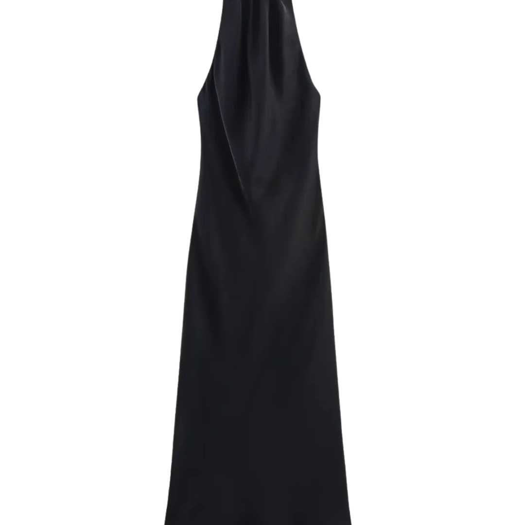 Satin Dress with Open Back
