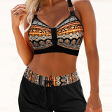 Maryan - Geometric Pattern Bikini with High Elastic Waist