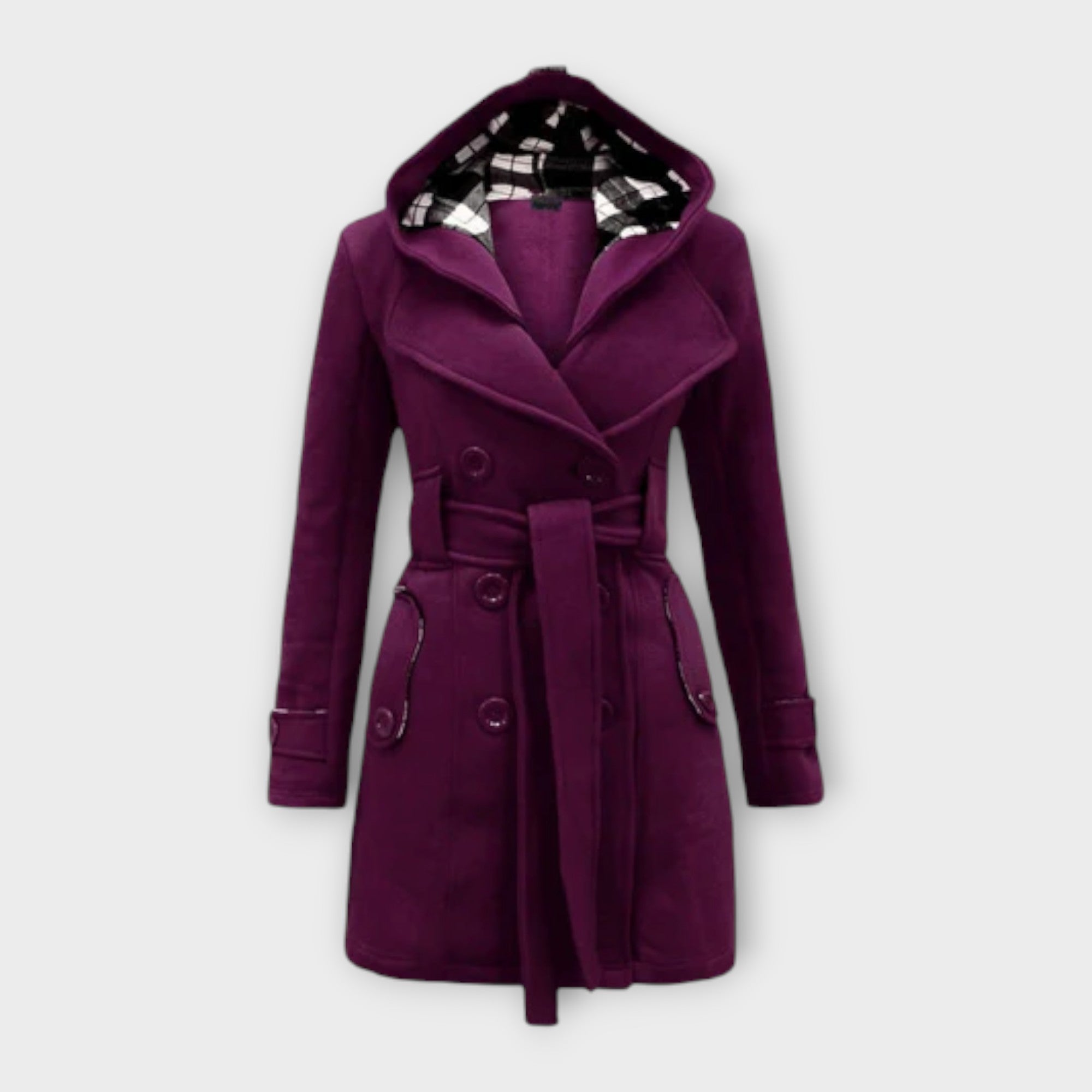 Carmen - Elegant coat with hood and belt