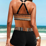 Maryan - Geometric Pattern Bikini with High Elastic Waist