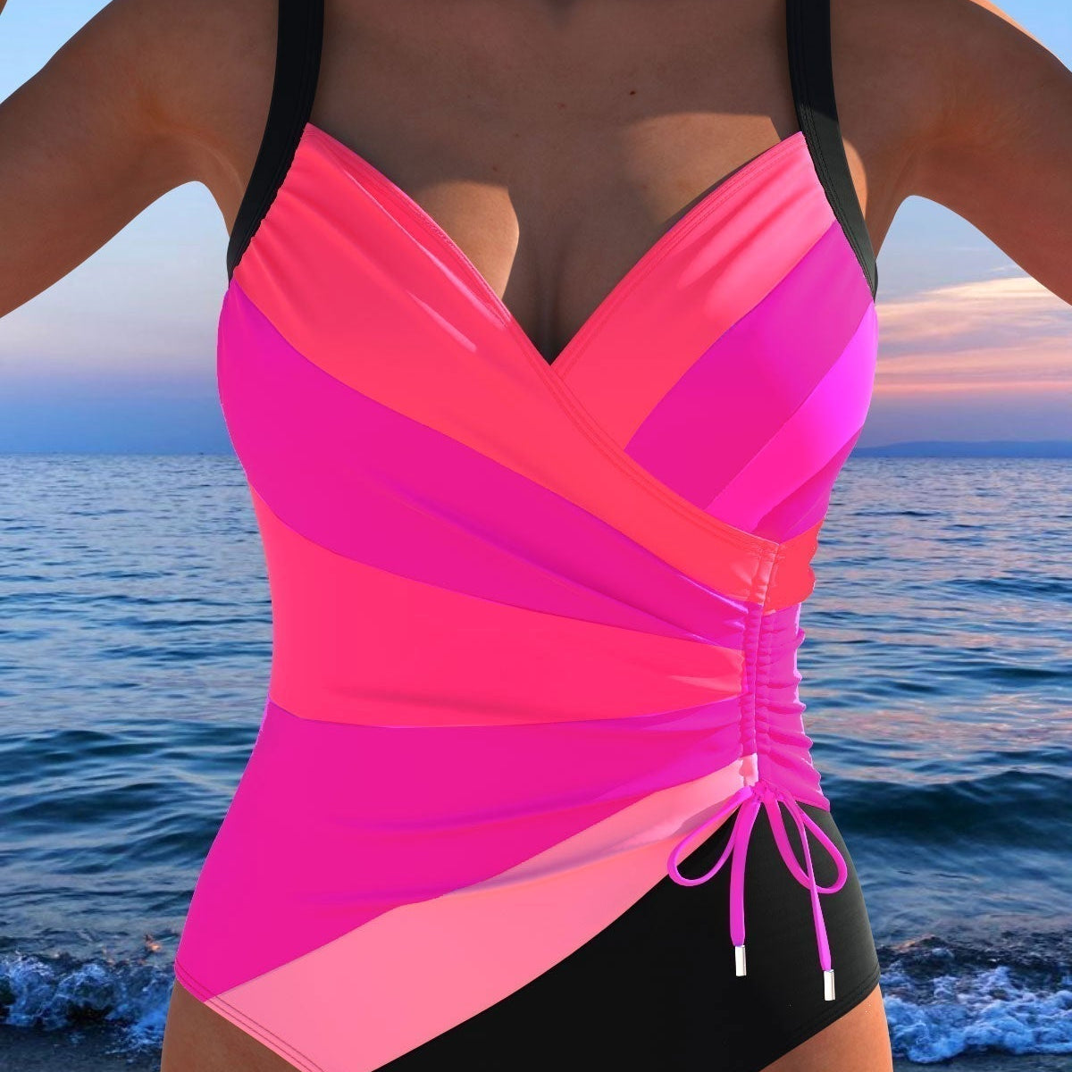Luxurious wrap swimsuit with colorful print