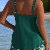 Marina - Striped Tankini with Beach Shorts Two-Piece Set