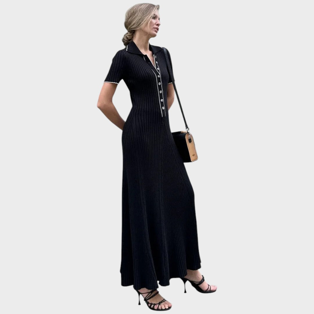 Lídia – Knit Dress with V-Neck and Buttons