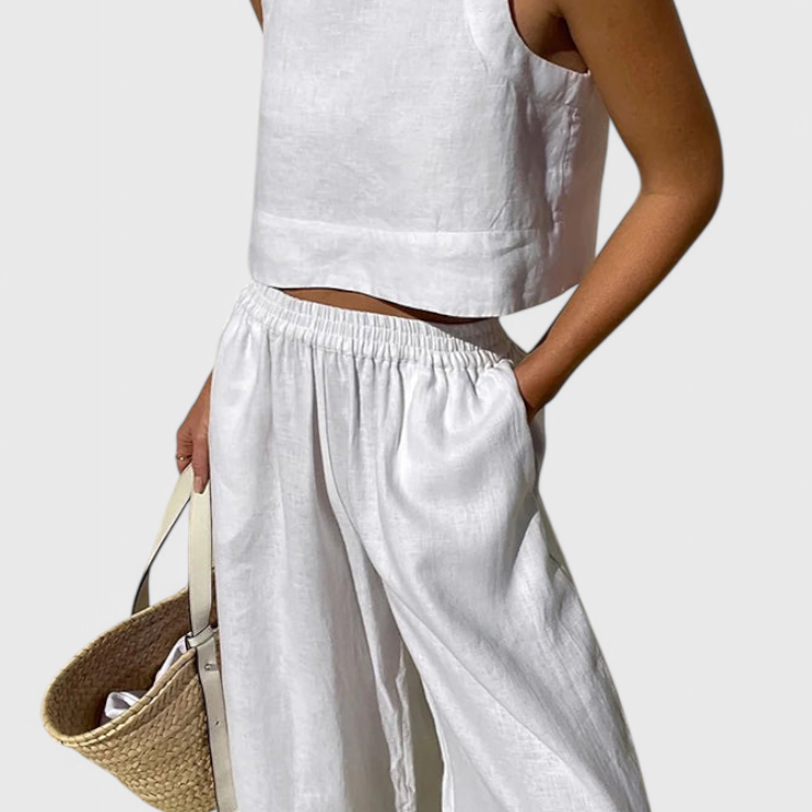 Avelina Minimalist Set in Lightweight Cotton and Linen