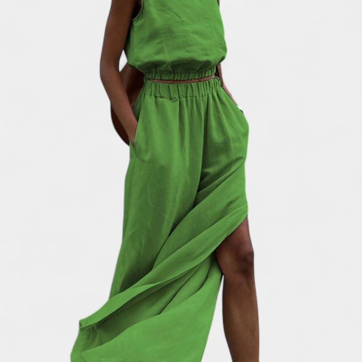 Portia Cotton and Linen Set with Side Openings