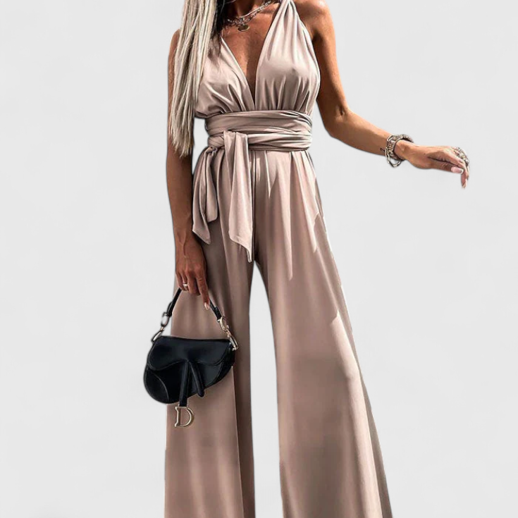 Ivana Wide-Leg Jumpsuit with Crossed Back