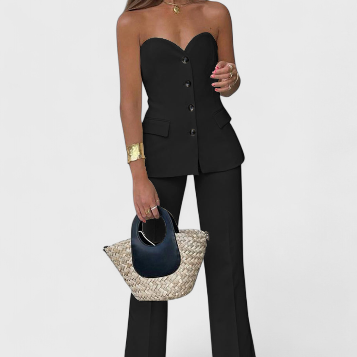 Paesha Relaxed Set with Sleeveless Top and Wide Leg Pants