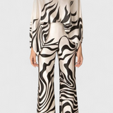 Sybella Two-Piece Set with Off-Shoulder Top and Wide-Leg Printed Pants