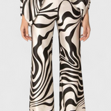Sybella Two-Piece Set with Off-Shoulder Top and Wide-Leg Printed Pants