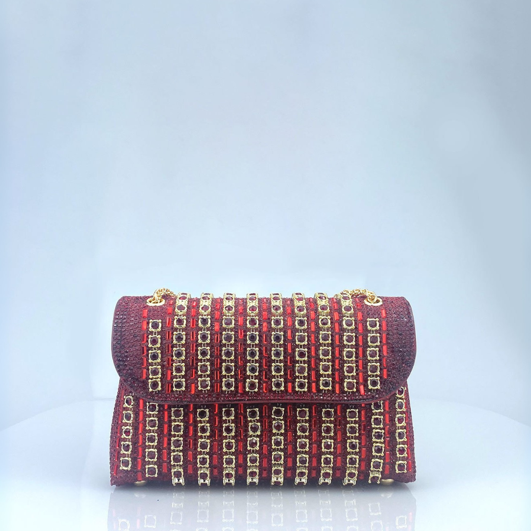 Alba | Chic Shoulder Bag with Chain and Colorful Diamonds