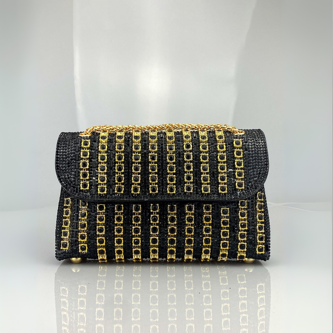 Alba | Chic Shoulder Bag with Chain and Colorful Diamonds
