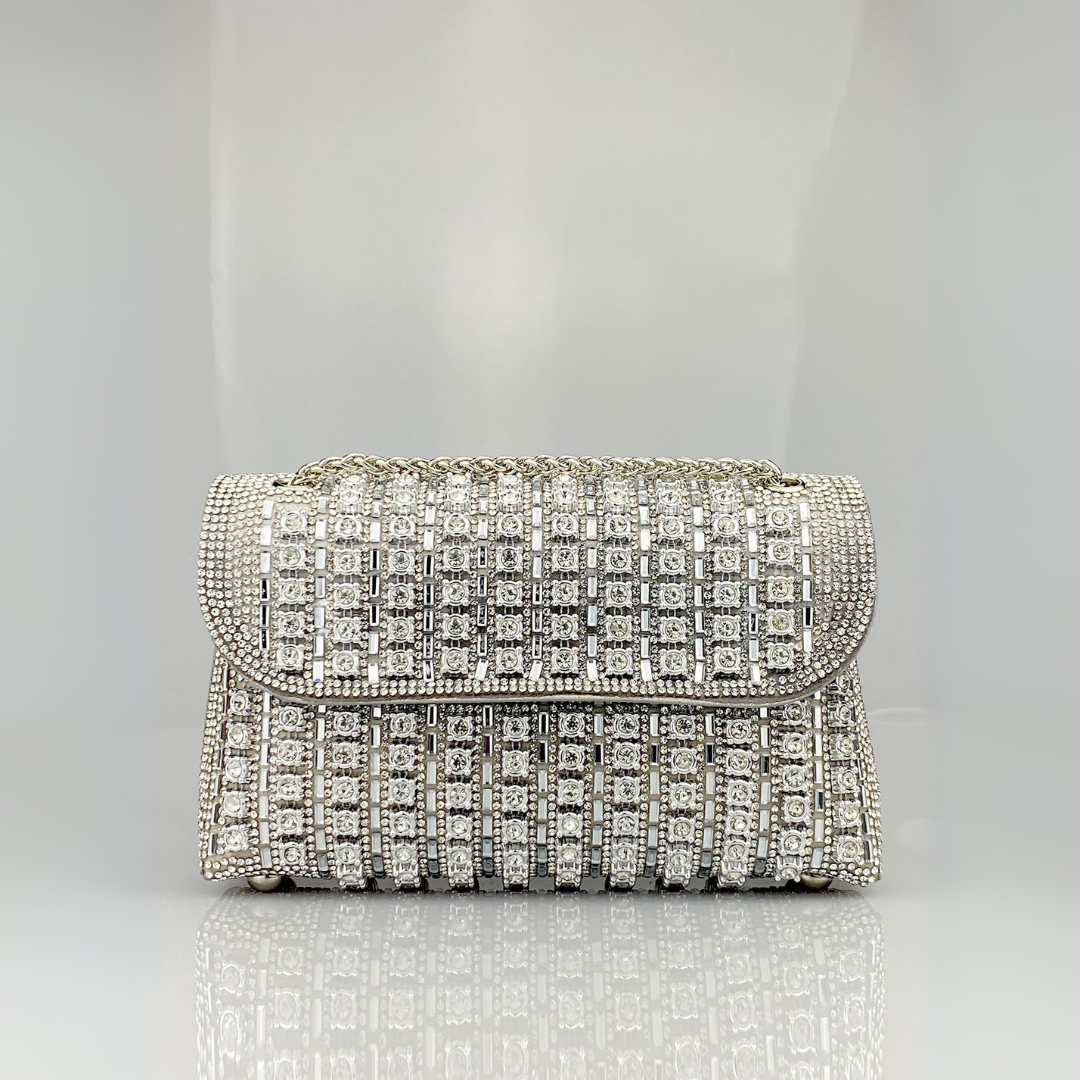 Alba | Chic Shoulder Bag with Chain and Colorful Diamonds