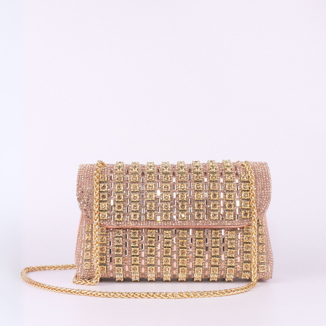 Alba | Chic Shoulder Bag with Chain and Colorful Diamonds