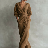Maxi Linen Dress with V-Neck