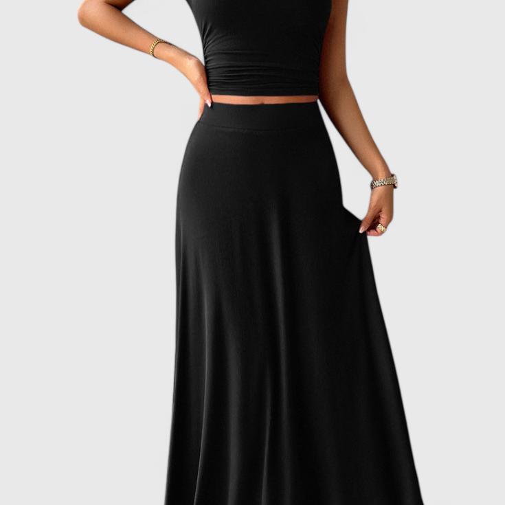 Anastasia Ruffled Crop Top & Matching Flowy Skirt