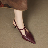 Authentic Noir Leather High Heels