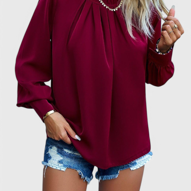 Dottie Long Sleeve Top with Lace Collar