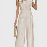 Amahle Linen Jumpsuit with Ruffled Sleeves