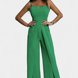 Prescillia Jumpsuit with Spaghetti Straps and Side Slit