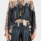 Sybella Two-Piece Set with Off-the-Shoulder Top and Wide-Leg Printed Pants
