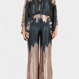 Sybella Two-Piece Set with Off-the-Shoulder Top and Wide-Leg Printed Pants