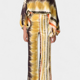 Sybella Two-Piece Set with Off-the-Shoulder Top and Wide-Leg Printed Pants