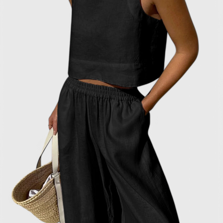 Avelina Minimalist Set in Lightweight Cotton and Linen