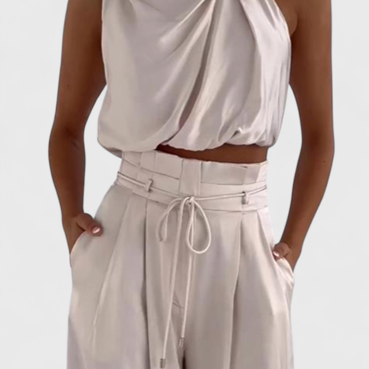 Helira Two-Piece Set with Fluid Top and Palazzo Pants
