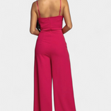 Prescillia Jumpsuit with Spaghetti Straps and Side Slit
