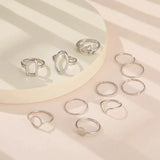 Set of 11 Retro Silver Rings