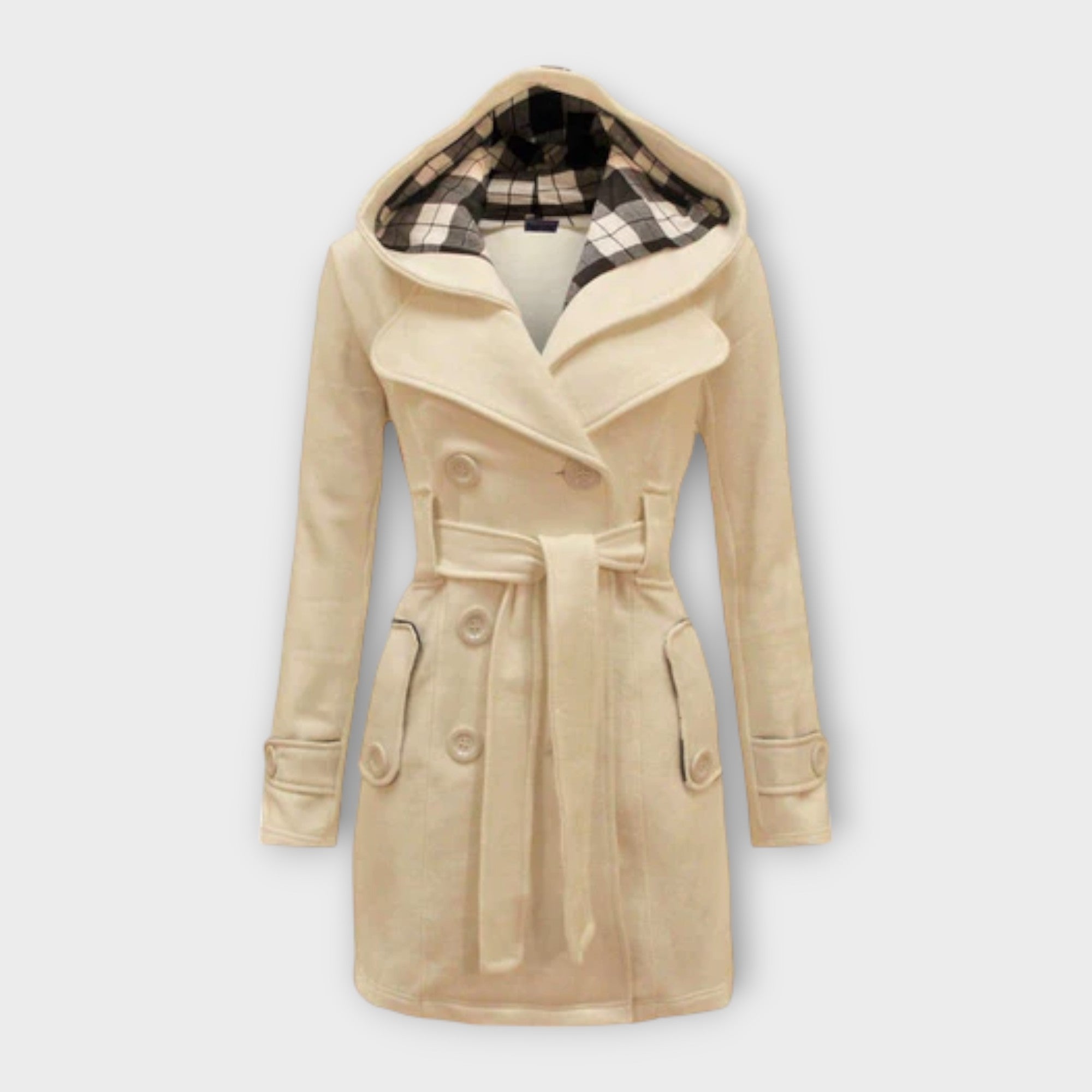 Carmen - Elegant coat with hood and belt
