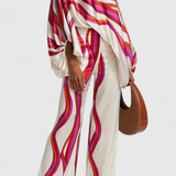 Sybella Two-Piece Set with Off-the-Shoulder Top and Wide-Leg Printed Pants