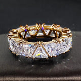 Vintage Triangular Ring with Stones in Gold