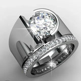vintage silver ring with sparkling zirconia