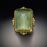 Vintage Green and Gold Glass Ring