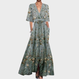 Emily - V-Neck Floral Dress