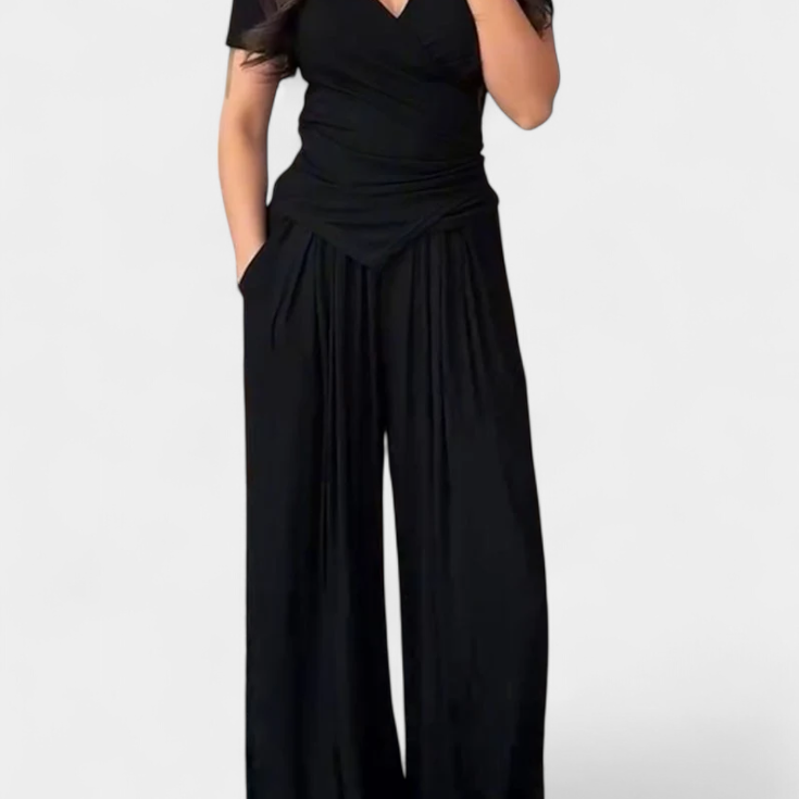Ruslana Comfortable Two-Piece Set with Cross V-Neck