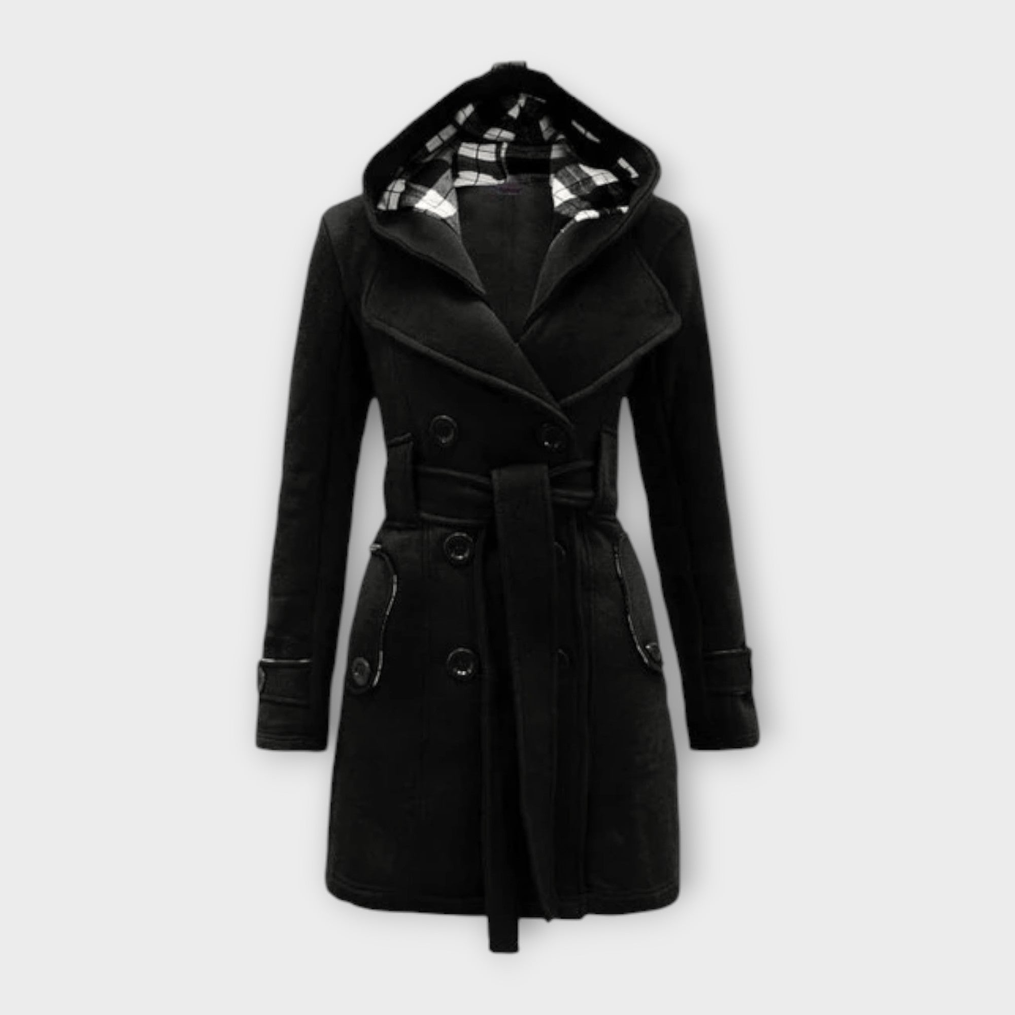 Carmen - Elegant coat with hood and belt