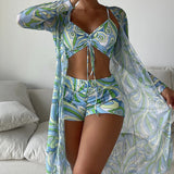 Alba - 3-Piece Bikini Set with Print